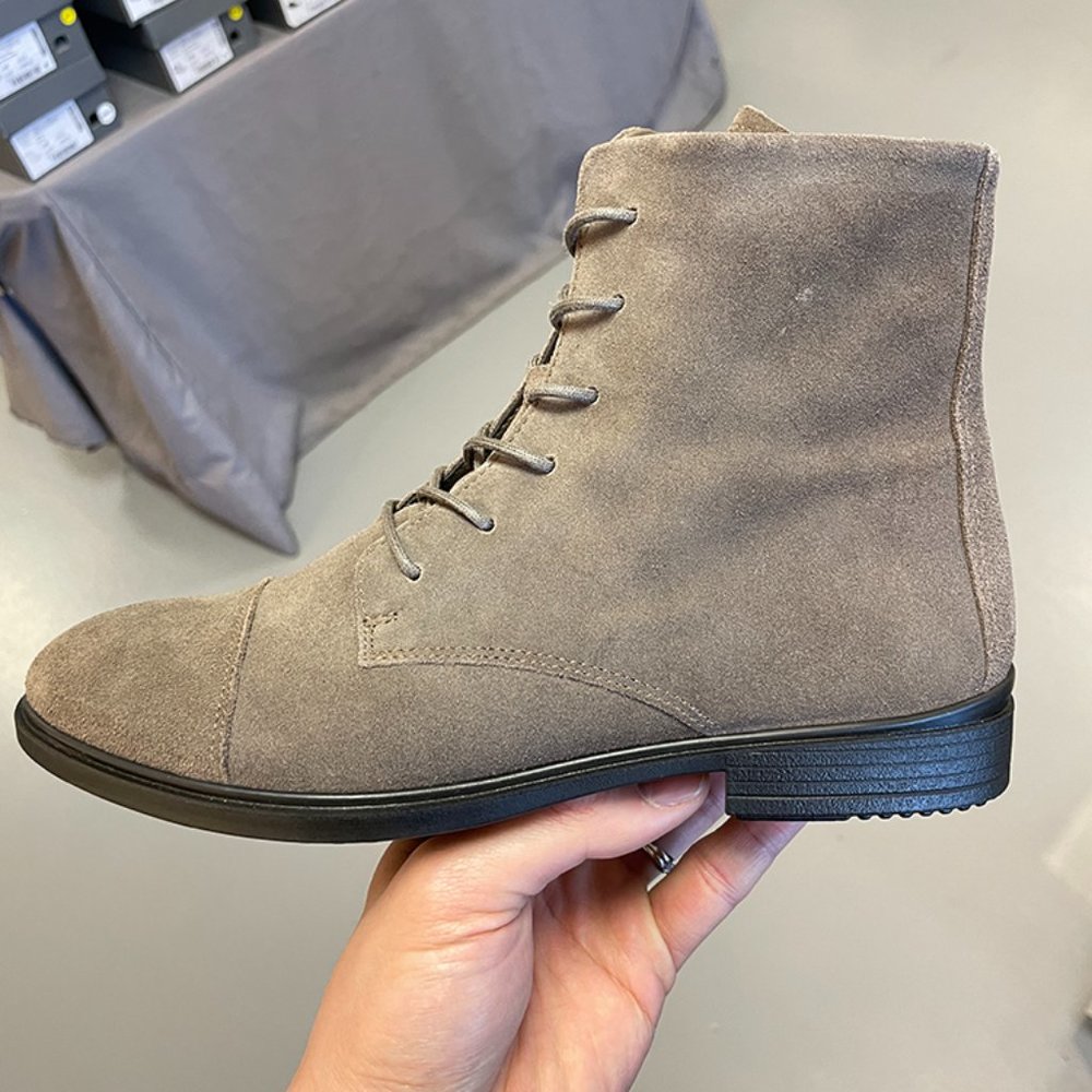 NWT ECCO TOUCH 15B NUBUCK LEATHER WOMEN'S BOOTS DARK CLAY SZ EU37